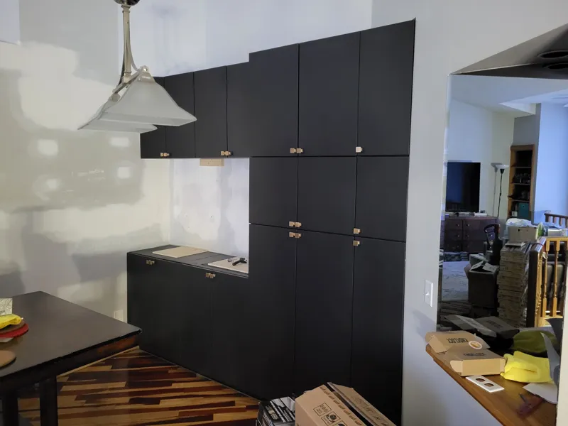 Custom black cabinetry wall